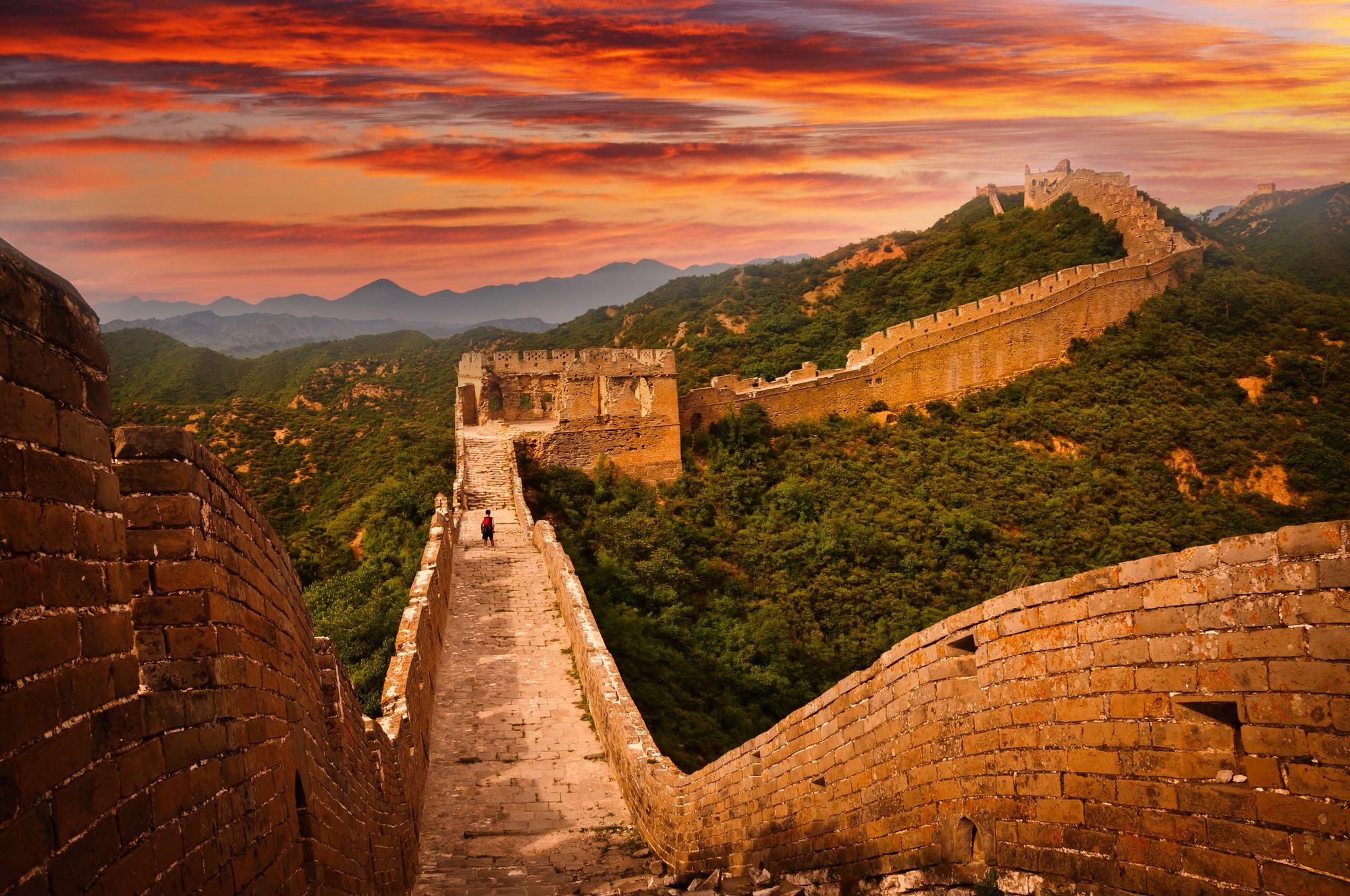 Grande Muralha da China ao pôr do sol